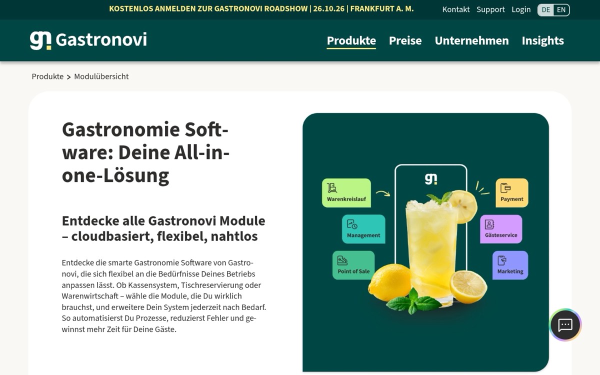 Website von Gastronovi