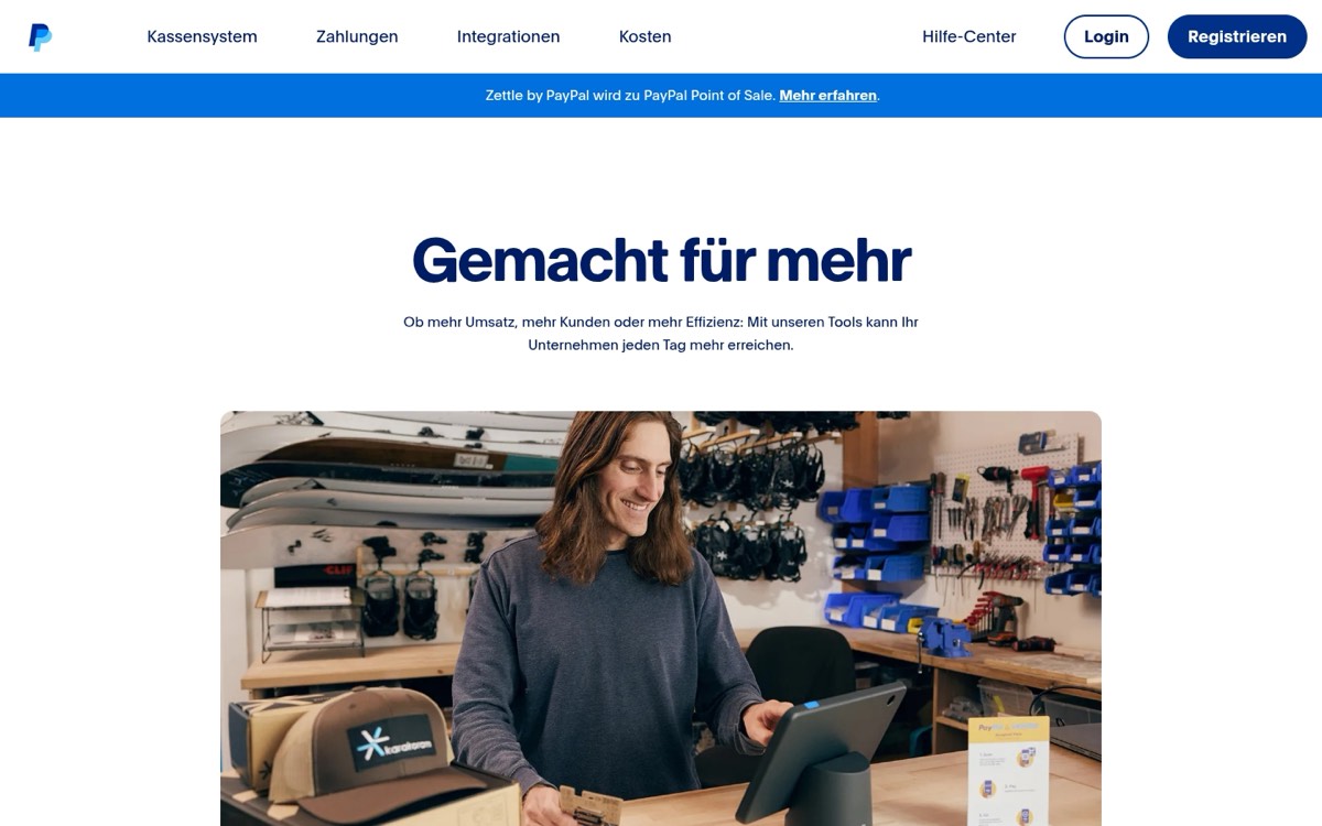 Website von Zettle